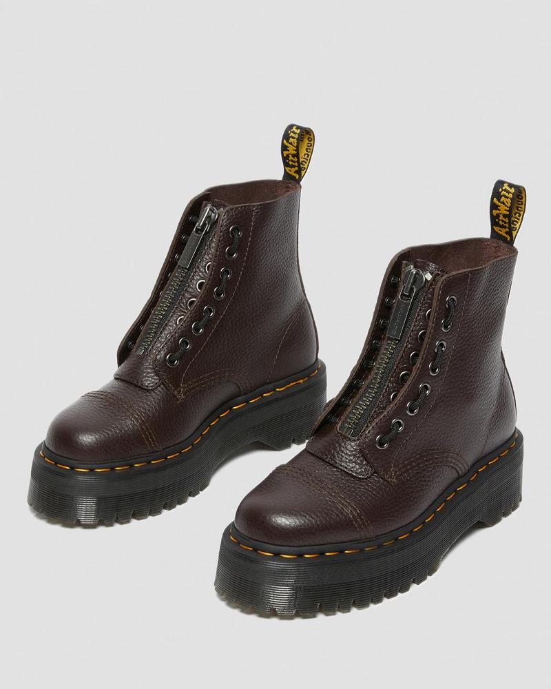Dr Martens Sinclair Milled Nappa Lær Platform Støvler Dame Burgunder | Norge 525ILH
